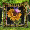 Butterfly On A Sunflower Quilt Blanket  Quilt